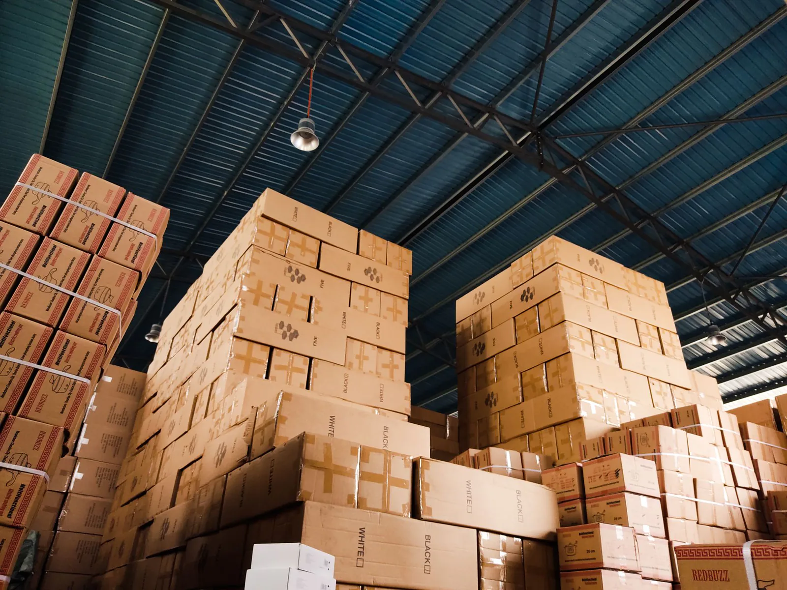 Industrial fan in a distribution center